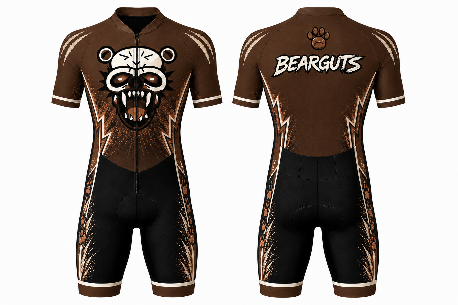 Dirty Paws skinsuit front and back