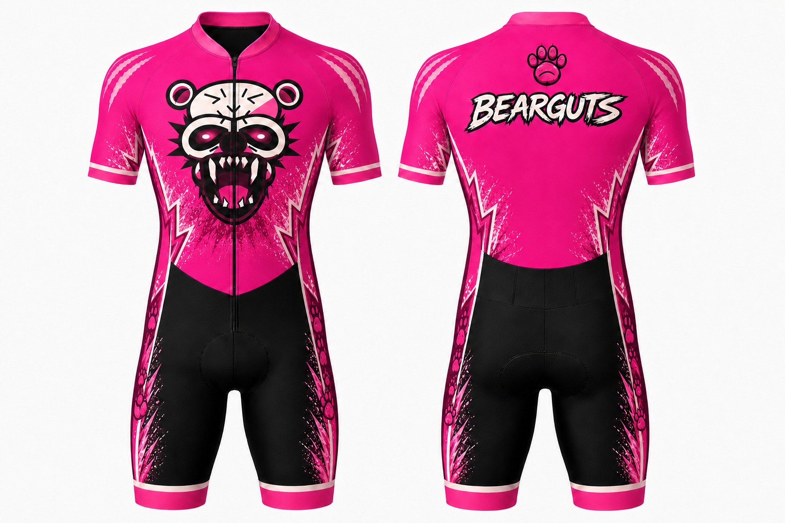 Pretty Paws skinsuit front and back